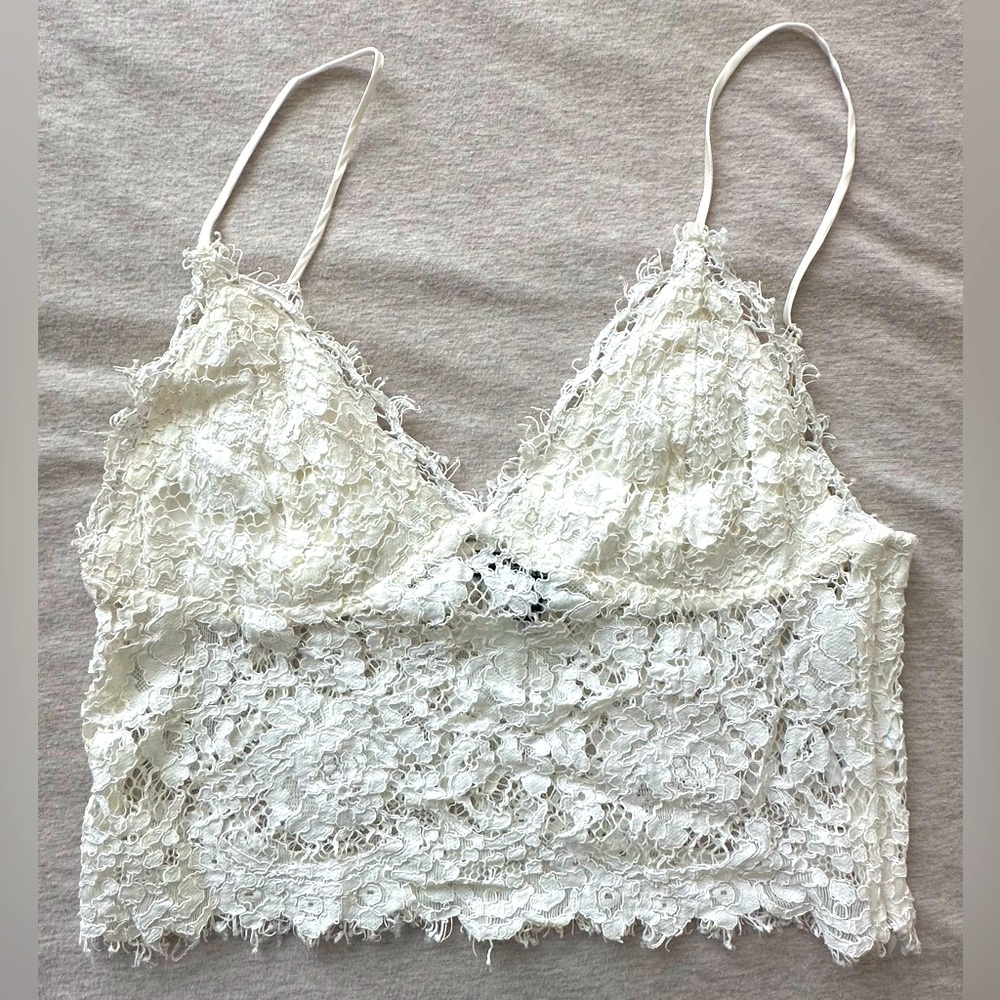 Express White Lace Cropped Spaghetti Strap Fitting Top SIZE 6